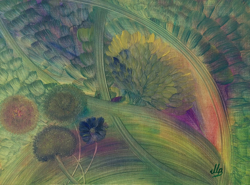 Art technic Oil Painting Multicolor Flowers, 2021